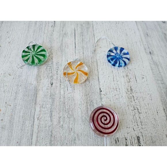 Lollipop sucker candy ornament blue red green vintage lot Xmas tree - Picture 1 of 8